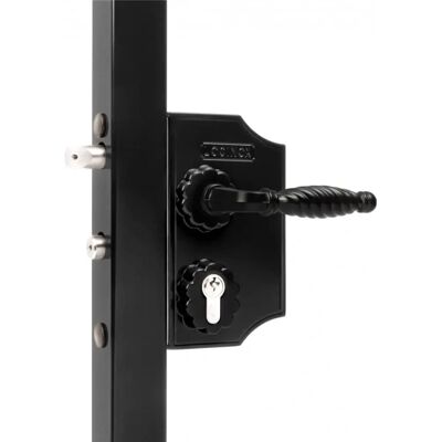 Serratura in ferro battuto Locinox - Regolabile con maniglia e cilindro Serratura in ferro battuto Locinox - Regolabile con maniglia e cilindro