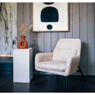 Pomax Hailey - Fauteuil - Style vintage, Tissu bouclé, Pieds noirs - Mobilier - Publicité Pomax Hailey - Fauteuil - Style vintage, Tissu bouclé, Pieds noirs - Mobilier - Publicité