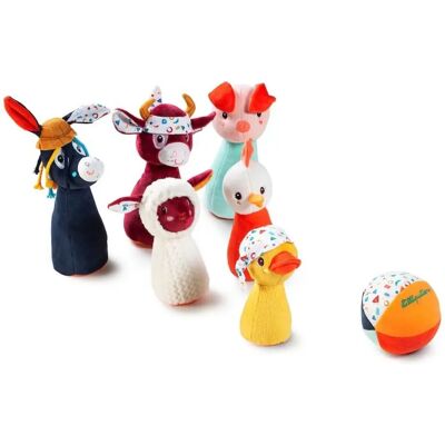 Lilliputiens - Bauernhof Kegelspiel - Weiche Tierkegel & Rasselball - 12m+ Lilliputiens - Bauernhof Kegelspiel - Weiche Tierkegel & Rasselball - 12m+
