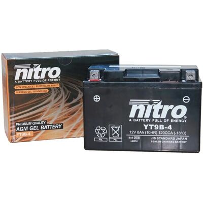 Batterie NITRO - Modèle NT9B-4-SLA - Sans entretien, Moto & Scooter Batterie NITRO - Modèle NT9B-4-SLA - Sans entretien, Moto & Scooter