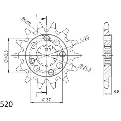 AFAM Steel Standard Front Sprocket - 20510520 AFAM Steel Standard Front Sprocket - 20510520