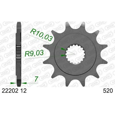 AFAM AFAM 22202 Roda de Corrente - 12 Dentes - Passo 520 - Pinhão Dianteiro AFAM AFAM 22202 Roda de Corrente - 12 Dentes - Passo 520 - Pinhão Dianteiro