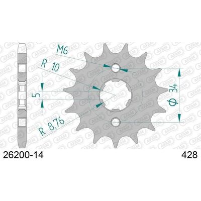 AFAM Ketjupyörä 26200 - 428 - 14 Hammasta AFAM Ketjupyörä 26200 - 428 - 14 Hammasta