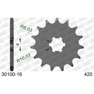 AFAM Stalen Kettingwiel 30100 - 420 - 16 Tanden - Kettingwiel - Motorrijdelen AFAM Stalen Kettingwiel 30100 - 420 - 16 Tanden - Kettingwiel - Motorrijdelen