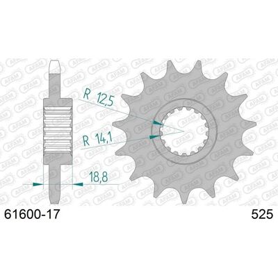 Afam Stalen Voorwielkettingwiel 17 Tanden - 61600 Afam Stalen Voorwielkettingwiel 17 Tanden - 61600