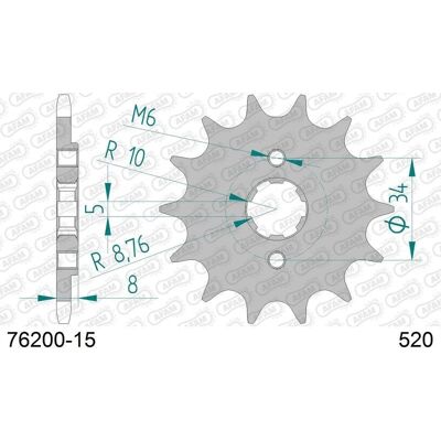 AFAM Stalen Voorritzel - 15T 520 - Unisex - Motorfietsonderdeel AFAM Stalen Voorritzel - 15T 520 - Unisex - Motorfietsonderdeel