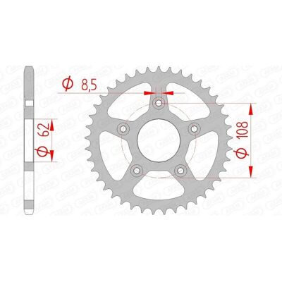 Piñón trasero de acero AFAM 44203 - 520 - Duradero, endurecido por inducción, para motos Piñón trasero de acero AFAM 44203 - 520 - Duradero, endurecido por inducción, para motos