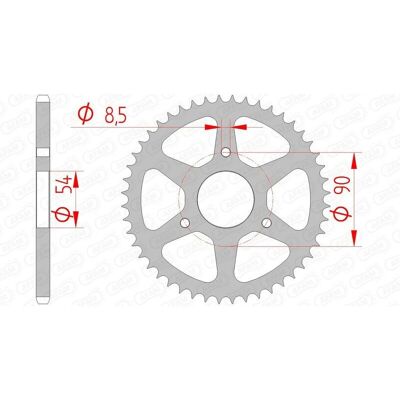 Couronne arrière en acier AFAM 48T - 420 pour Malaguti NKD Couronne arrière en acier AFAM 48T - 420 pour Malaguti NKD