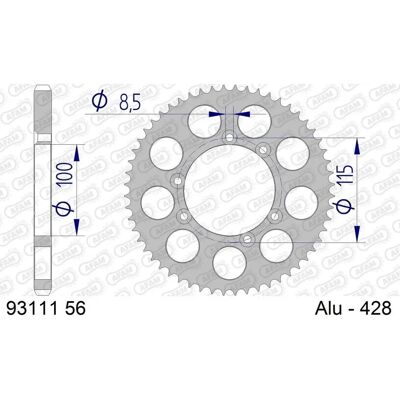 AFAM Beta RR 50 Enduro -04 Rear Sprocket - 56T, 428 Chain AFAM Beta RR 50 Enduro -04 Rear Sprocket - 56T, 428 Chain