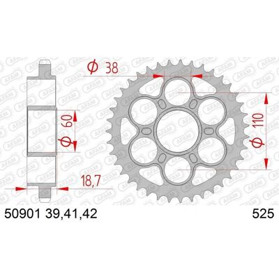 AFAM Stalen Model 50901 - 525 Ketting Achtertandwiel AFAM Stalen Model 50901 - 525 Ketting Achtertandwiel