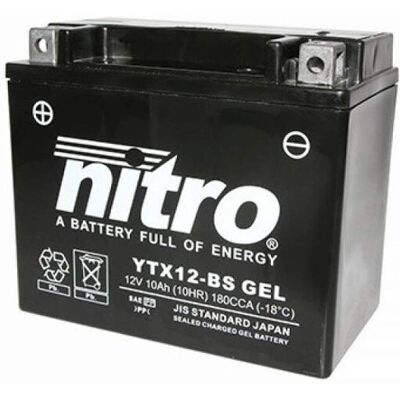 Batterie Nitro YTX12-BS 12V ATV/MC/Neige Scooter - GEL AGM - Publicité Batterie Nitro YTX12-BS 12V ATV/MC/Neige Scooter - GEL AGM - Publicité