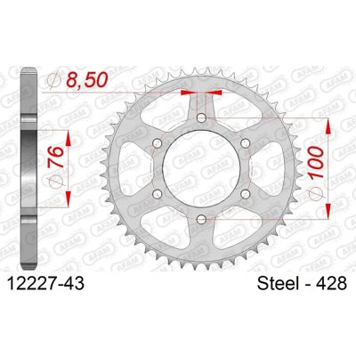 AFAM Stalen Tandwiel 12227-43 - Motorfiets AFAM Stalen Tandwiel 12227-43 - Motorfiets