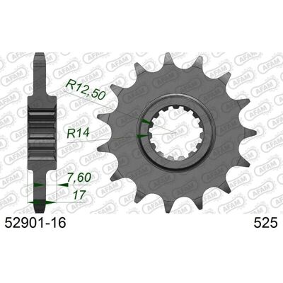 Pignon en acier standard AFAM - Pas de chaîne 525 - 16 dents - Pièce de Moto Pignon en acier standard AFAM - Pas de chaîne 525 - 16 dents - Pièce de Moto
