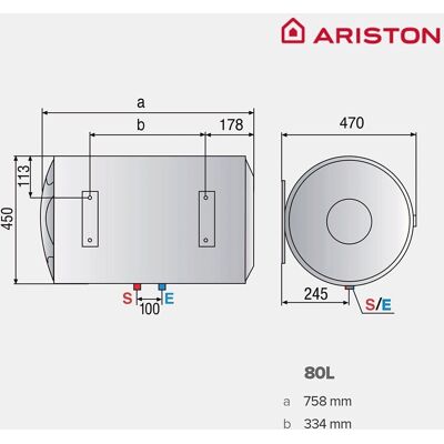 Ariston - Blu1 Eco Horizontal - 80L - Orizzontale - Acqua calda elettrica Ariston - Blu1 Eco Horizontal - 80L - Orizzontale - Acqua calda elettrica