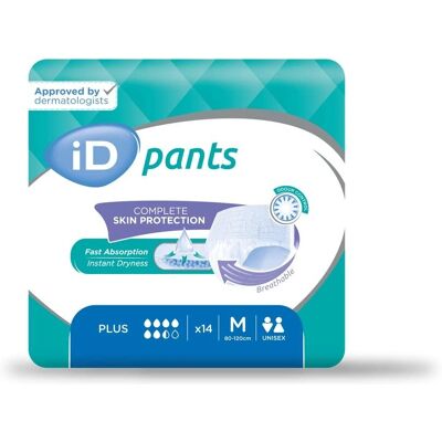 Pantalons Absorbants ID Plus M - Incontinence - Sensation Coton - Publicité Pantalons Absorbants ID Plus M - Incontinence - Sensation Coton - Publicité