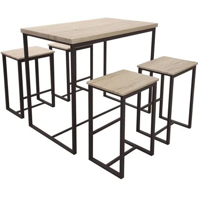 DARCY Ensemble de Table de Bar Naturel et Noir 100cm - Publicité DARCY Ensemble de Table de Bar Naturel et Noir 100cm - Publicité