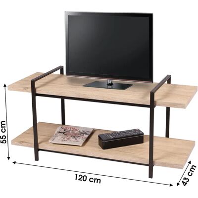DARCY - 2-Shelf - Table TV - 120x43x55 cm - Naturel et Noir - Publicité DARCY - 2-Shelf - Table TV - 120x43x55 cm - Naturel et Noir - Publicité