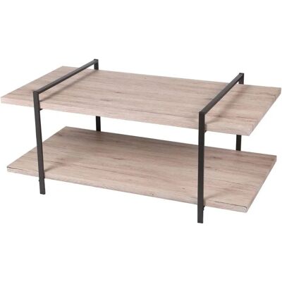 Table basse à 2 niveaux Darcy - Naturel & Noir - 120x63x55cm - Publicité Table basse à 2 niveaux Darcy - Naturel & Noir - 120x63x55cm - Publicité