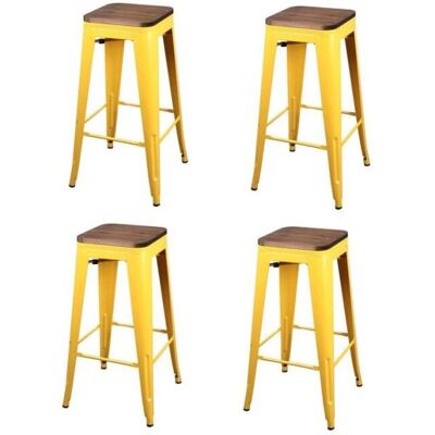 LIV - Bar Stool LIV - DarkWood - YellowMatteMetal - Bar Stool - Publicité LIV - Bar Stool LIV - DarkWood - YellowMatteMetal - Bar Stool - Publicité