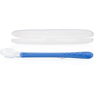 Cucchiaio in Silicone Blu Nuby - 6M+ Cucchiaio in Silicone Blu Nuby - 6M+