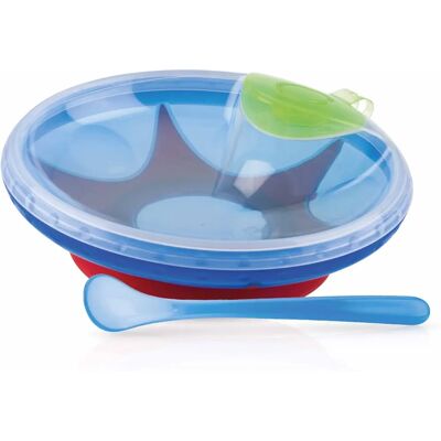 Nuby Blau Isolierter Becher mit Löffel - Hält Essen Warm - Kleinkind Nuby Blau Isolierter Becher mit Löffel - Hält Essen Warm - Kleinkind