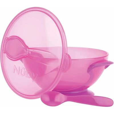Ciotola rosa con ventosa, coperchio e cucchiaio - Contenitore alimentare per bambini Ciotola rosa con ventosa, coperchio e cucchiaio - Contenitore alimentare per bambini