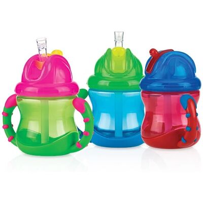 Taza con pajilla Nuby NV0404002 - 240ml, Varias Colores Taza con pajilla Nuby NV0404002 - 240ml, Varias Colores