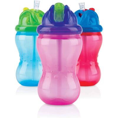Nuby Garrafinha com Canudo Soft Flip-It - 360ml, 6 pcs, Azul/Rosa/Turquesa Nuby Garrafinha com Canudo Soft Flip-It - 360ml, 6 pcs, Azul/Rosa/Turquesa