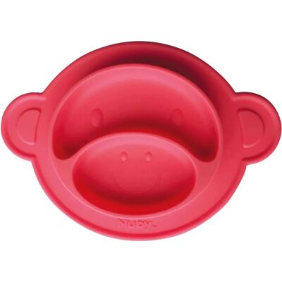 Prato de silicone para crianças, macaco, vermelho, 9m+ Prato de silicone para crianças, macaco, vermelho, 9m+