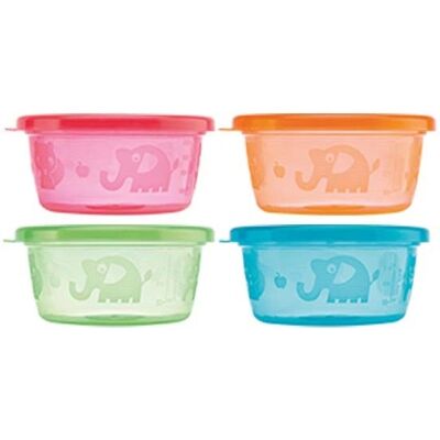 Ensemble de contenants alimentaires Nuby - 4 pièces, 0.24 L, Multicolore Ensemble de contenants alimentaires Nuby - 4 pièces, 0.24 L, Multicolore