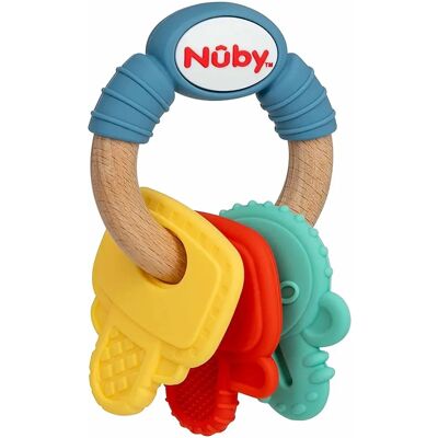 Nûby Schnuller für Babys - Holz- und Silikon-Schlüssel 3m+ Nûby Schnuller für Babys - Holz- und Silikon-Schlüssel 3m+