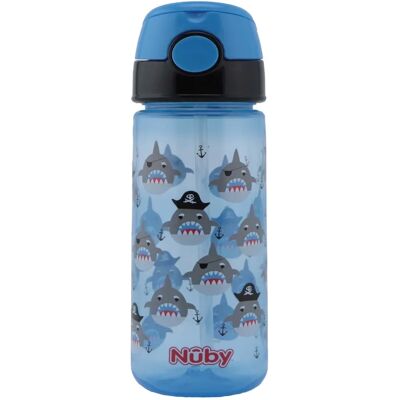 Vaso de entrenamiento Nûby azul 540 ml con botón y pajilla suave Vaso de entrenamiento Nûby azul 540 ml con botón y pajilla suave