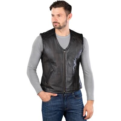 Gilet en cuir Richa Colt - Marron - Moto - Publicité Gilet en cuir Richa Colt - Marron - Moto - Publicité