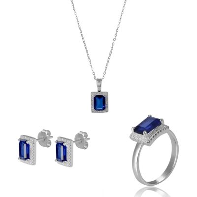 Orphelia Enora Womens Sterling Silver Necklace Earrings Ring Set - Size Q - Jewelry Orphelia Enora Womens Sterling Silver Necklace Earrings Ring Set - Size Q - Jewelry