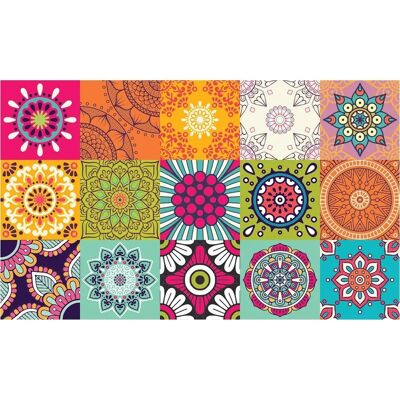 Tapis PVC Ambiance - Design de carreaux de ciment, Imperméable, Antidérapant Tapis PVC Ambiance - Design de carreaux de ciment, Imperméable, Antidérapant