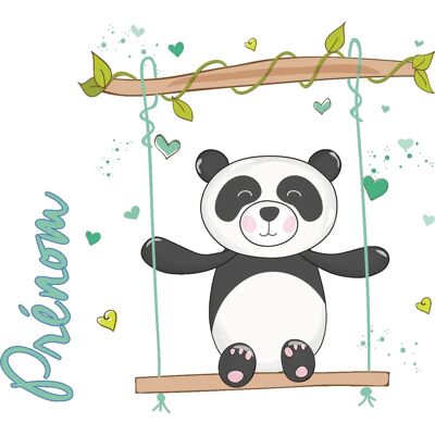 Ambiance-sticker - Sticker prénom personnalisé panda sur la balançoire - Publicité Ambiance-sticker - Sticker prénom personnalisé panda sur la balançoire - Publicité