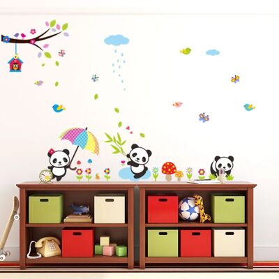 Ambiance-sticker - Bébés pandas jouant sous la pluie - Sticker mural - Pandas playing in rain - Sticker - Publicité Ambiance-sticker - Bébés pandas jouant sous la pluie - Sticker mural - Pandas playing in rain - Sticker - Publicité