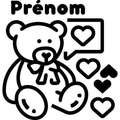 Ambiance-sticker - Ourson Amoureux - Prénom personnalisé - Sticker mural - Publicité Ambiance-sticker - Ourson Amoureux - Prénom personnalisé - Sticker mural - Publicité