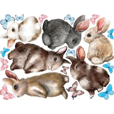Ambiance-sticker - Stickers lapins et papillons des forêts - Multicolore - 30x40 cm - Wall sticker - Publicité Ambiance-sticker - Stickers lapins et papillons des forêts - Multicolore - 30x40 cm - Wall sticker - Publicité