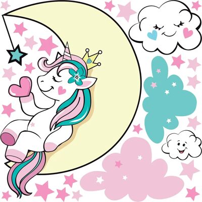 Ambiance-sticker - Licorne princesse pays des rêves - 30x30cm - Sticker - Publicité Ambiance-sticker - Licorne princesse pays des rêves - 30x30cm - Sticker - Publicité