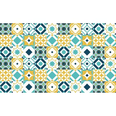Decor - Azulejos Flora - 60 stickers - Set de stickers muraux - Publicité Decor - Azulejos Flora - 60 stickers - Set de stickers muraux - Publicité