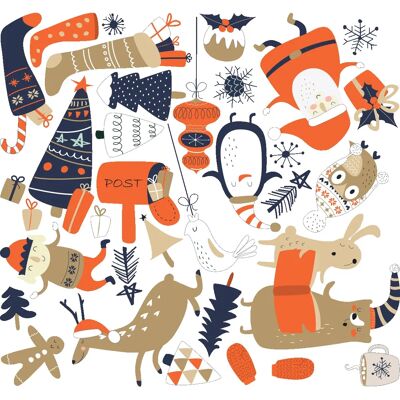Unbranded - Noël Père Noël et ses animaux - 40x40 cm - Publicité Unbranded - Noël Père Noël et ses animaux - 40x40 cm - Publicité
