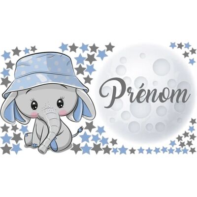 Ambiance-sticker - Éléphant au clair de lune - Prénom personnalisable - Éléphant au clair de lune - Sticker mural - Publicité Ambiance-sticker - Éléphant au clair de lune - Prénom personnalisable - Éléphant au clair de lune - Sticker mural - Publicité