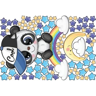 Ambiance-sticker - Panda Rainbow Stars - Panda - Sticker - Publicité Ambiance-sticker - Panda Rainbow Stars - Panda - Sticker - Publicité