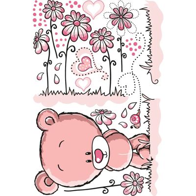 Ambiance-sticker - Stickers oursons et son champs de fleurs - Multicolore - 75x50 cm planche - 35x45 cm - Sticker - Publicité Ambiance-sticker - Stickers oursons et son champs de fleurs - Multicolore - 75x50 cm planche - 35x45 cm - Sticker - Publicité