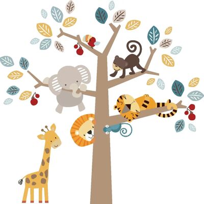 Ambiance-sticker - Animaux de la jungle - Bois - Multicolore - Stickers muraux - Publicité Ambiance-sticker - Animaux de la jungle - Bois - Multicolore - Stickers muraux - Publicité