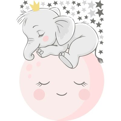 Ambiance-sticker - Éléphant lune étoiles phosphorescentes - Publicité Ambiance-sticker - Éléphant lune étoiles phosphorescentes - Publicité