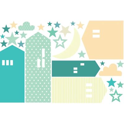 Ambiance-sticker - ville sous les étoiles - Wall sticker - Publicité Ambiance-sticker - ville sous les étoiles - Wall sticker - Publicité
