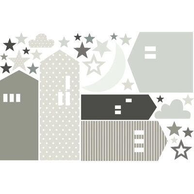 Ambiance-sticker - Maisons pour enfants sous le ciel de la nuit - Publicité Ambiance-sticker - Maisons pour enfants sous le ciel de la nuit - Publicité