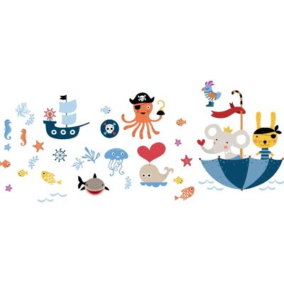 Ambiance-sticker - Stickers animaux pirates et le parapluie fantastique - Publicité Ambiance-sticker - Stickers animaux pirates et le parapluie fantastique - Publicité